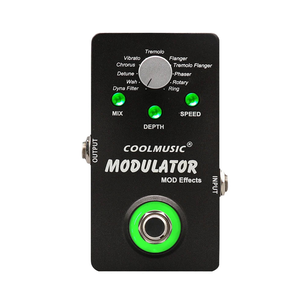 Pedal Multiefeitos para Guitarra COOLMUSIC - Compressor, Modulação Digital, Wah, Reverb, Chorus, Flanger, Phaser e Vibrato - Pedais Multiefeitos