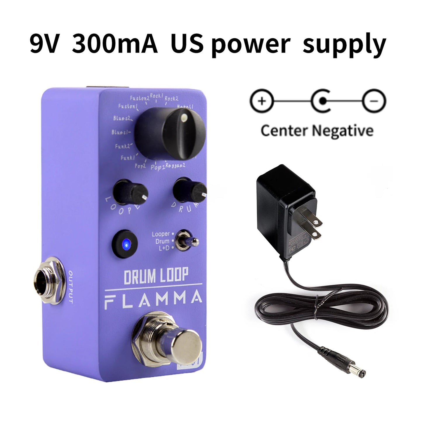 Pedal de Efeitos para guitarra FLAMMA FC01 Drum Looper - Looper de Bateria com 20 Minutos de Gravação, 16 Ritmos de Bateria e Tap Tempo - Pedais