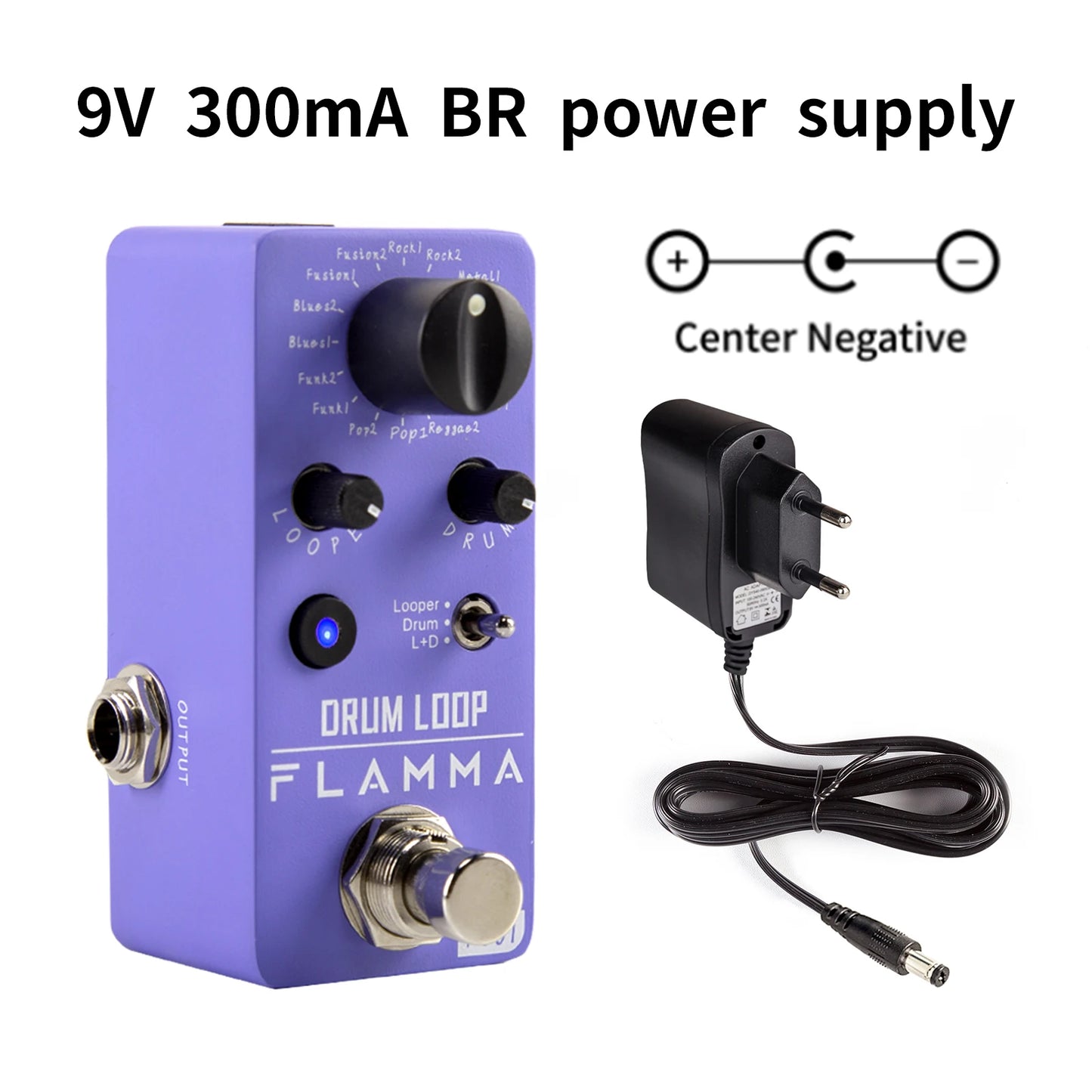 Pedal de Efeitos para guitarra FLAMMA FC01 Drum Looper - Looper de Bateria com 20 Minutos de Gravação, 16 Ritmos de Bateria e Tap Tempo - Pedais