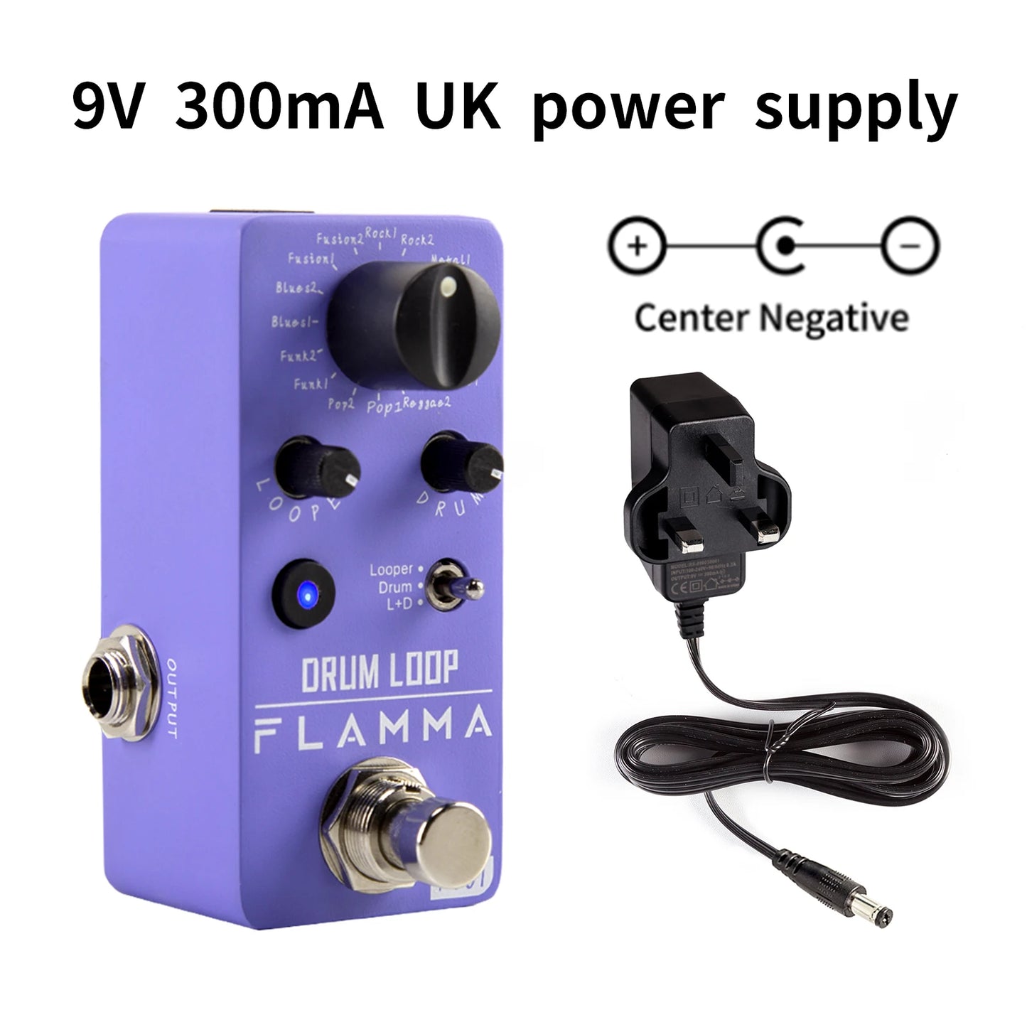 Pedal de Efeitos para guitarra FLAMMA FC01 Drum Looper - Looper de Bateria com 20 Minutos de Gravação, 16 Ritmos de Bateria e Tap Tempo - Pedais