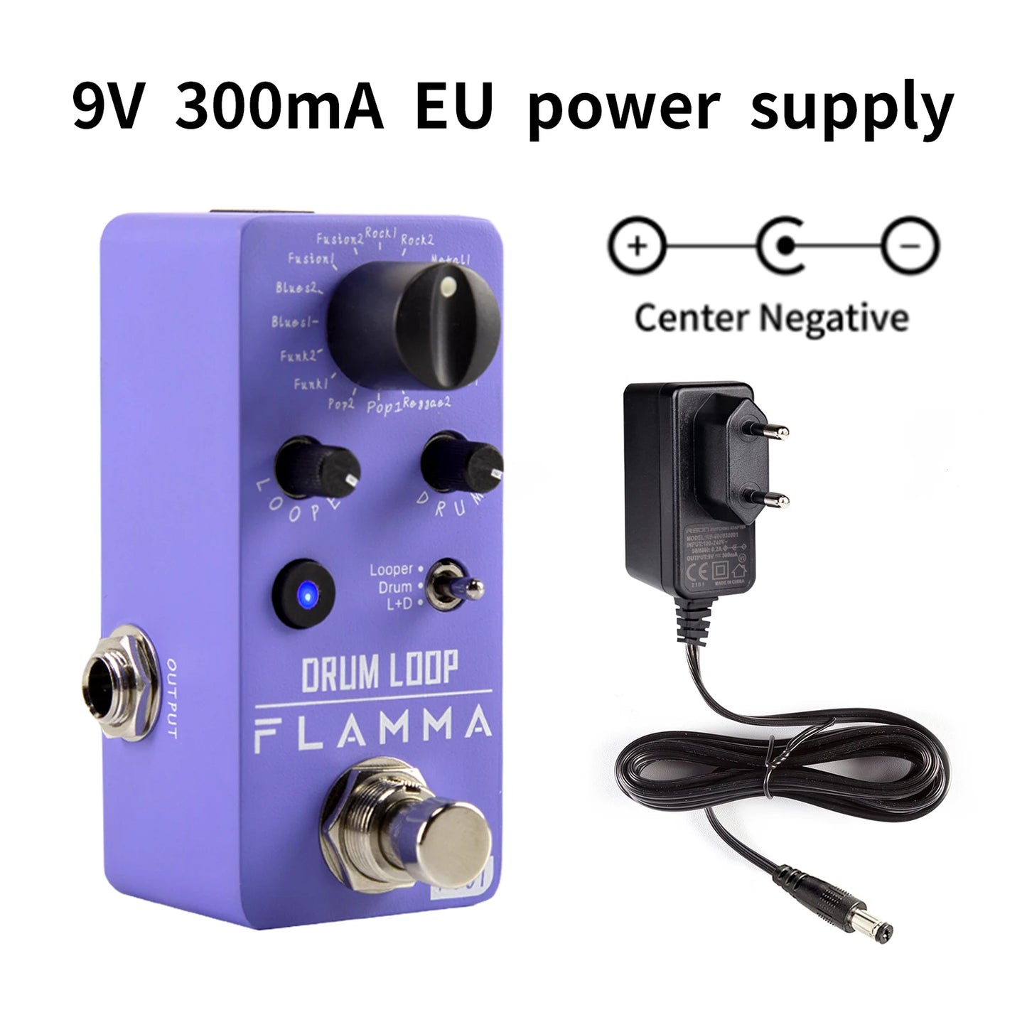 Pedal de Efeitos para guitarra FLAMMA FC01 Drum Looper - Looper de Bateria com 20 Minutos de Gravação, 16 Ritmos de Bateria e Tap Tempo - Pedais