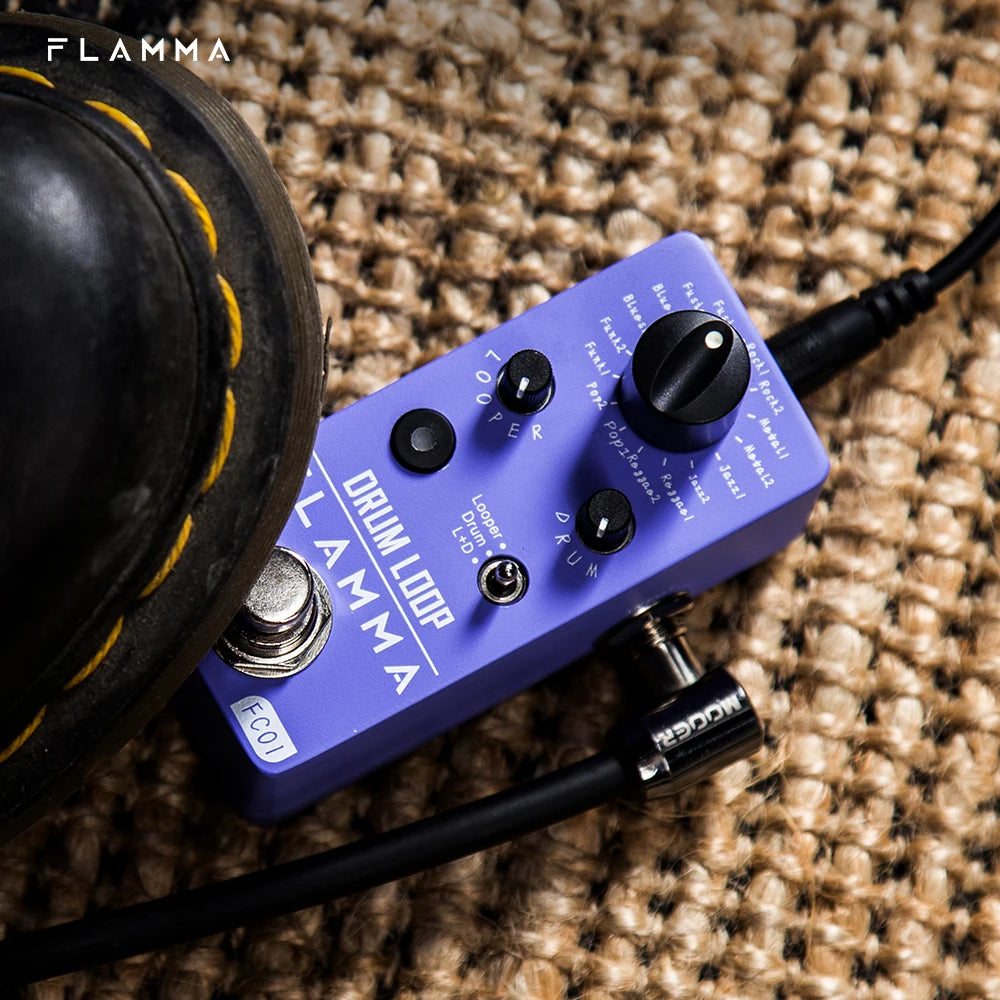 Pedal de Efeitos para guitarra FLAMMA FC01 Drum Looper - Looper de Bateria com 20 Minutos de Gravação, 16 Ritmos de Bateria e Tap Tempo - Pedais