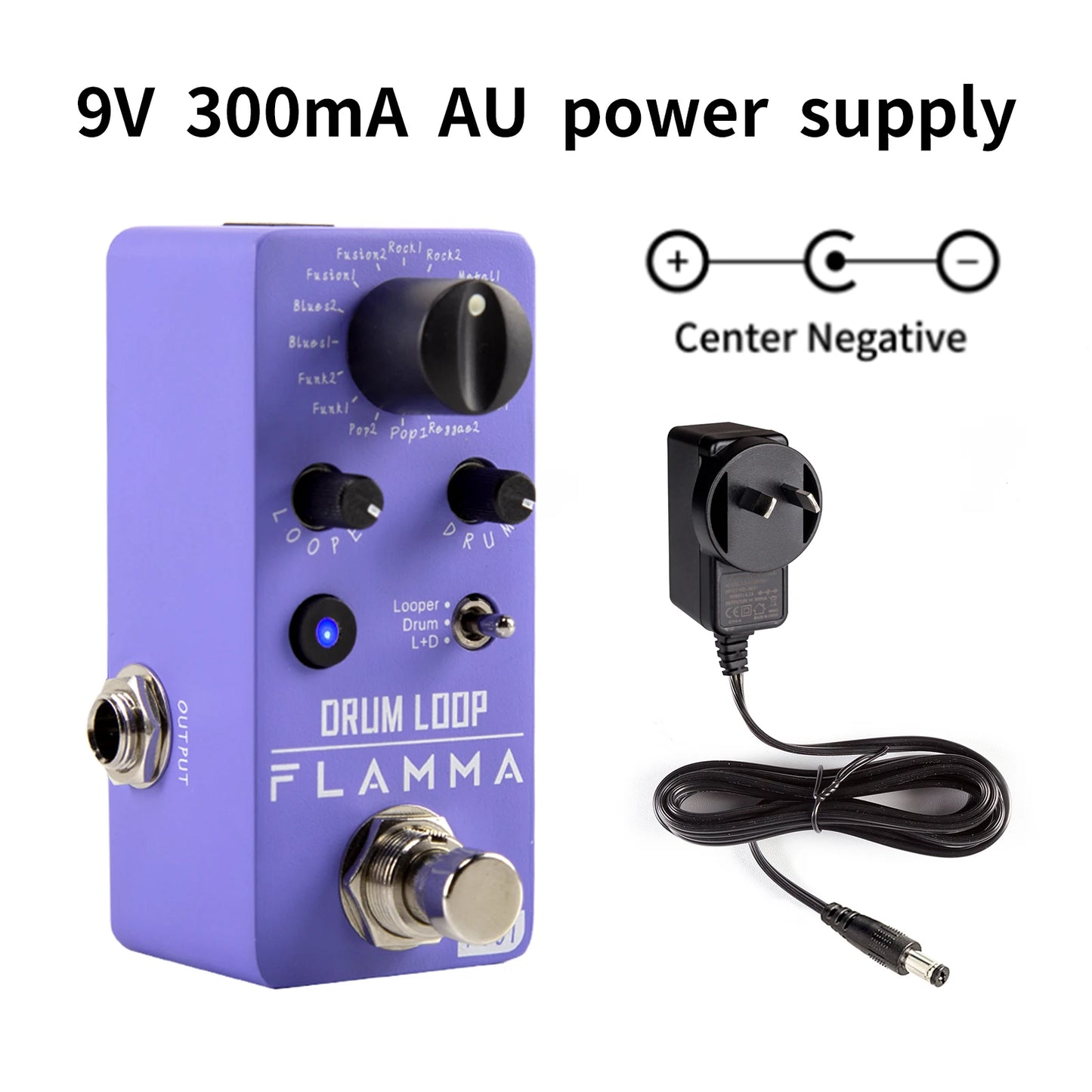 Pedal de Efeitos para guitarra FLAMMA FC01 Drum Looper - Looper de Bateria com 20 Minutos de Gravação, 16 Ritmos de Bateria e Tap Tempo - Pedais
