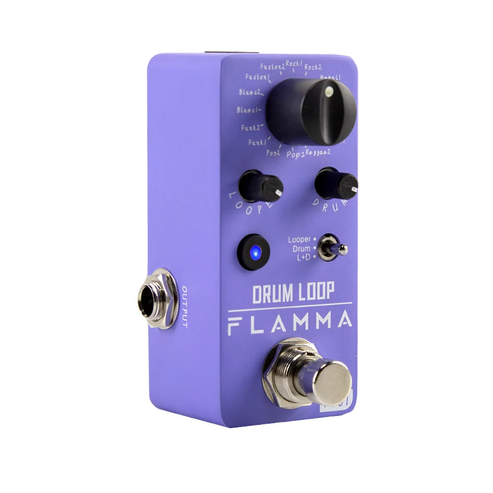 Pedal de Efeitos para guitarra FLAMMA FC01 Drum Looper - Looper de Bateria com 20 Minutos de Gravação, 16 Ritmos de Bateria e Tap Tempo - Pedais