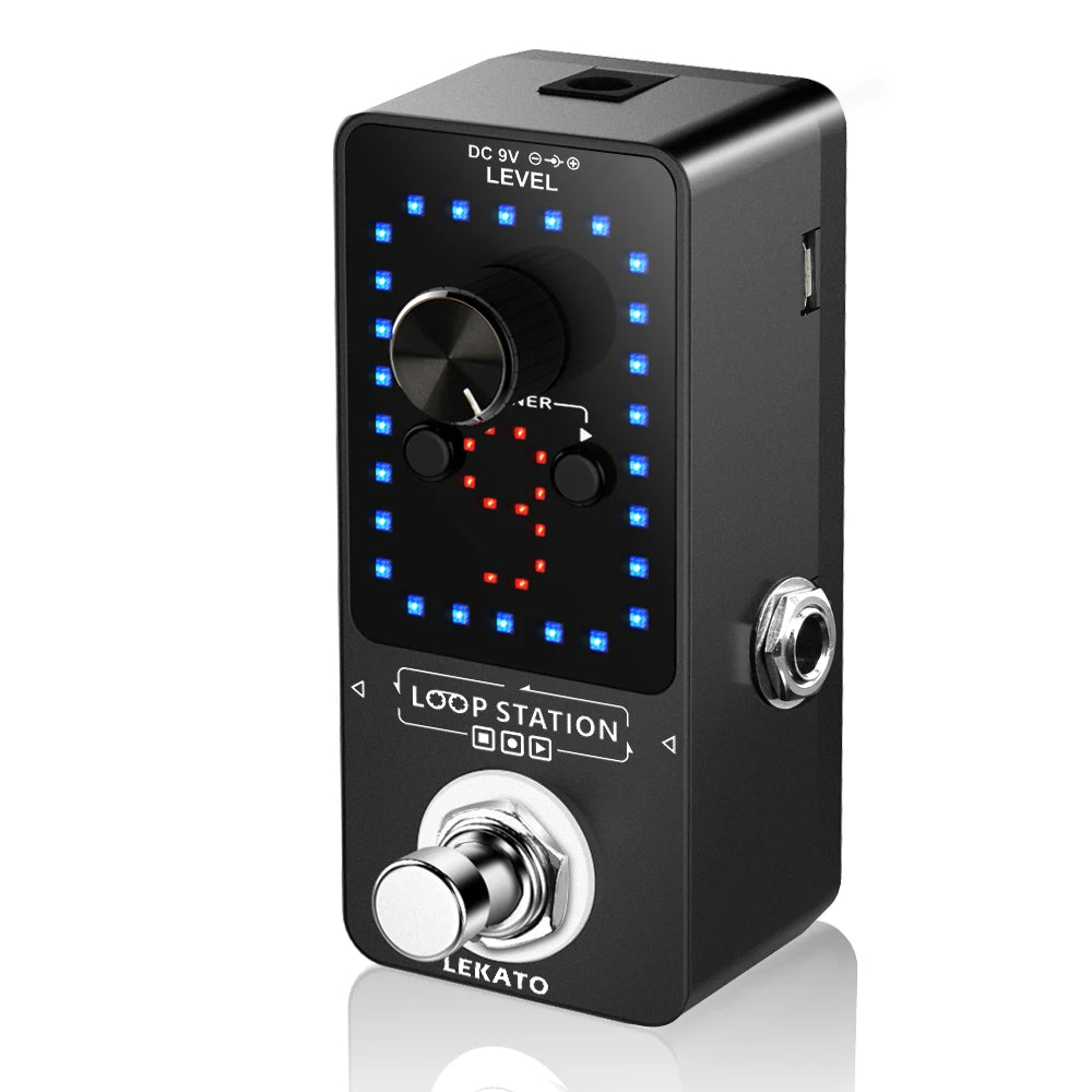 Pedal de Efeito para Guitarra LEKATO Looper - 9 Loops e 40 Minutos de Gravação, Estação de Loop com Afinador e Overdub - Pedais
