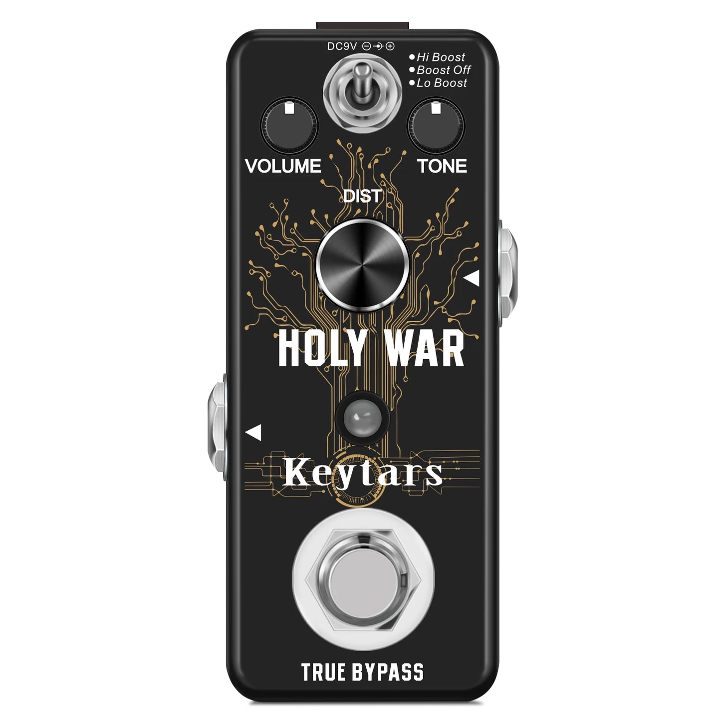 Pedal para Guitarra Distortion Heavy Metal Holy War Keytars - Som Clássico de Metal dos Anos 80, True Bypass - Pedais Efeitos