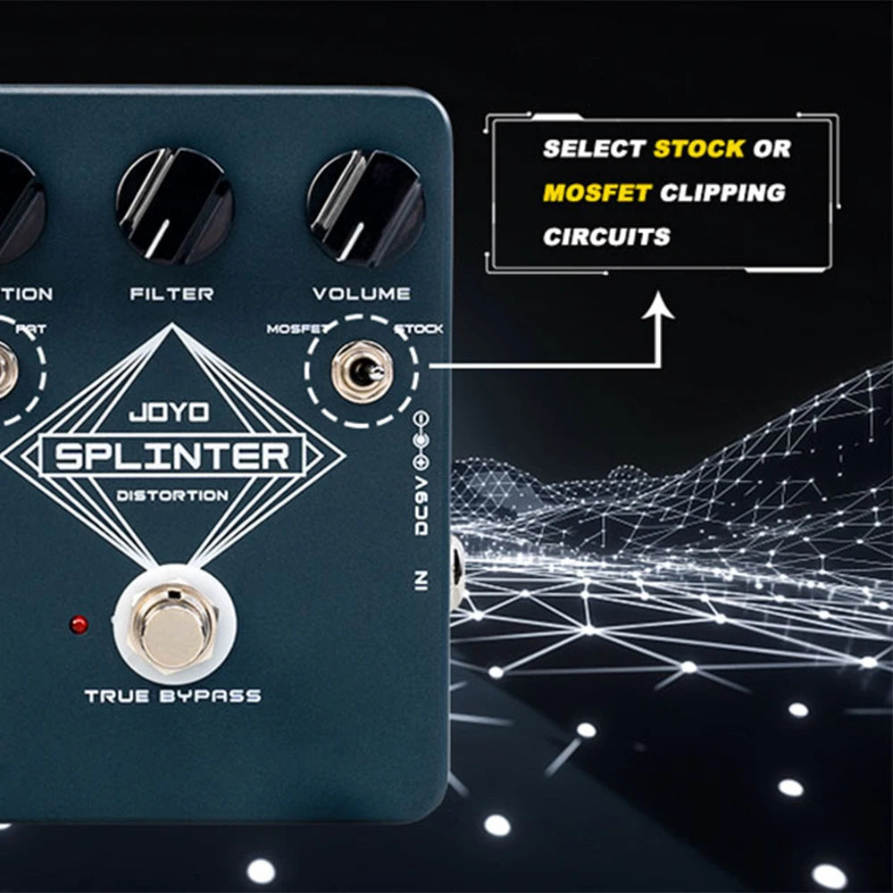 Pedal de Guitarra Splinter Fuzz & Distortion JOYO JF-21 - Circuitos MOSFET Selecionáveis e Diodos de Clipping FAT - Pedais Efeitos