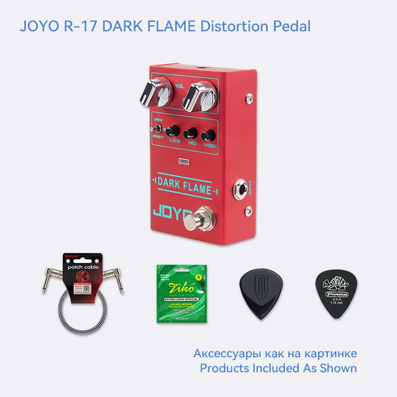 Pedal Distortion Metal High Gain JOYO R-17 DARK FLAME - 3 Bandas de EQ para guitarra - Pedal Efeito
