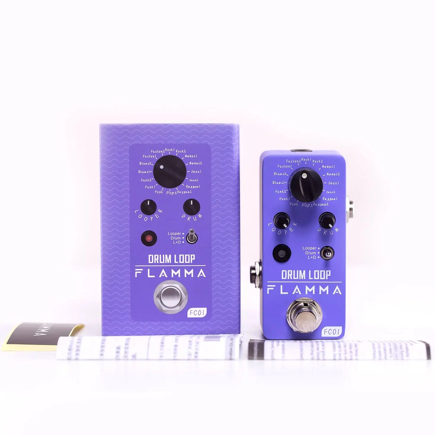 Pedal de Efeitos para guitarra FLAMMA FC01 Drum Looper - Looper de Bateria com 20 Minutos de Gravação, 16 Ritmos de Bateria e Tap Tempo - Pedais