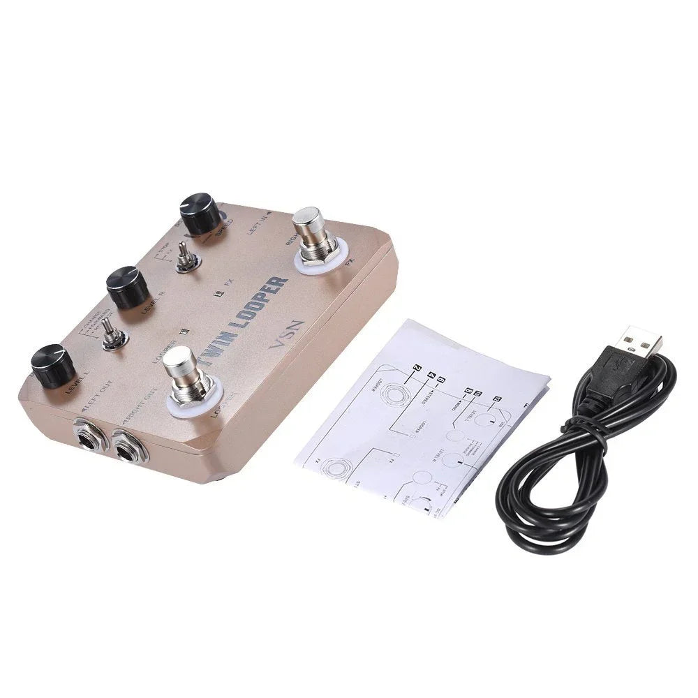 Pedal para Guitarra Rowin VSN Twin Looper - Box de Efeitos com 11 Modos de Reprodução, Entrada/Saída Estéreo e 10 Minutos de Gravação – Pedal