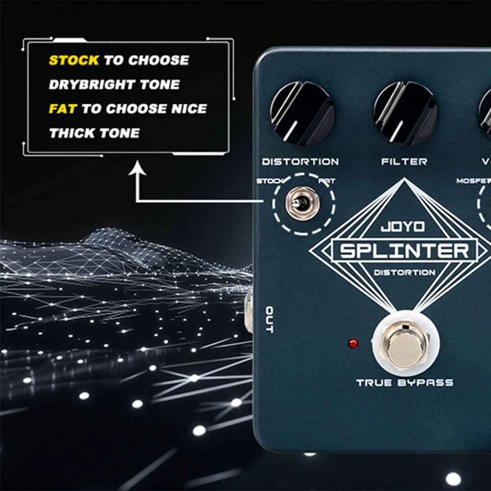Pedal de Guitarra Splinter Fuzz & Distortion JOYO JF-21 - Circuitos MOSFET Selecionáveis e Diodos de Clipping FAT - Pedais Efeitos