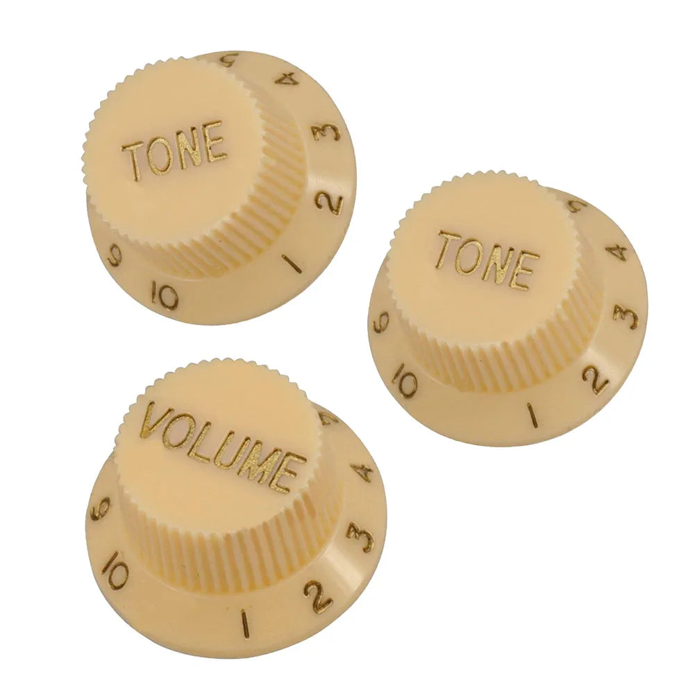 Kit com 3 acabamentos de knobs para Guitarra Strat - 1 de Volume e 2 de Tone para Guitarras ST SQ ou de Tipo Similar - Acessórios cordas