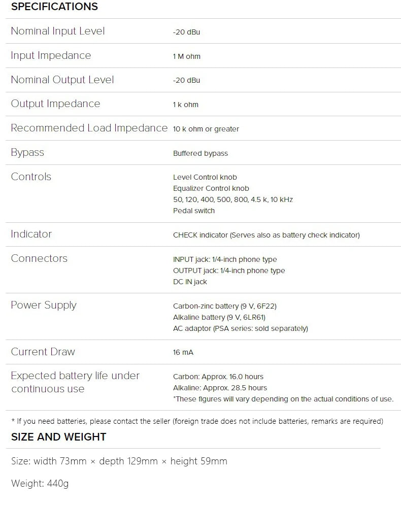 Pedal Equalizer para Baixo Boss GEB-7 - EQ de 7 Bandas - Pedais