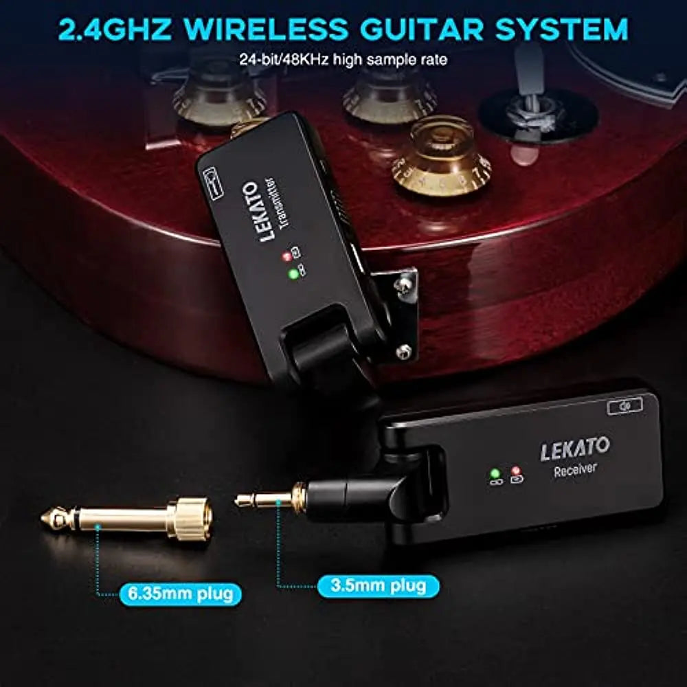 Sistema Sem Fio LEKATO (WS-100) Transmissor e Receptor 2.4GHz - Recarregável Áudio Sem Fio - Acessórios cordas