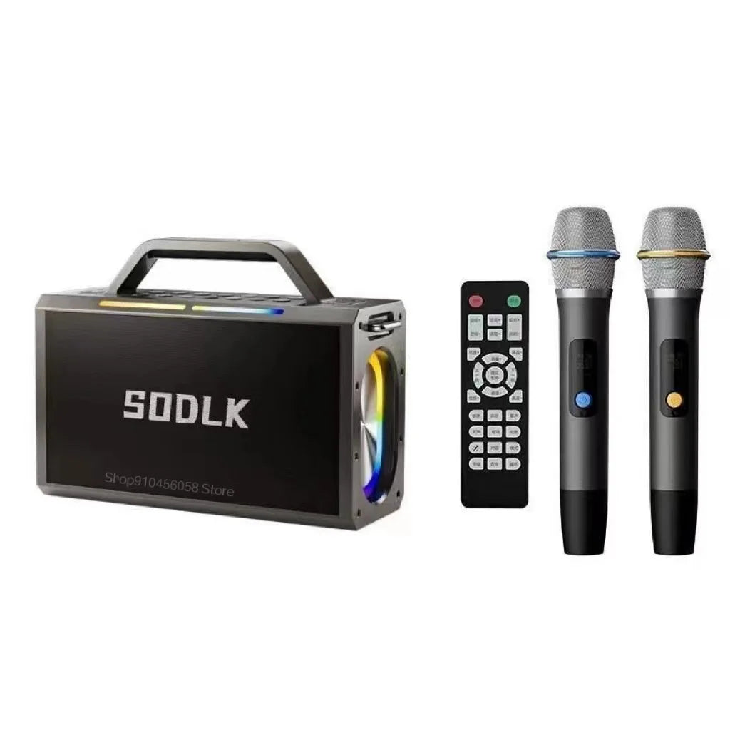 Caixa de Som Bluetooth 200W Sodlk - Potente, Karaoke, Surround Estéreo, Graves, Portátil para Festas e Sistema de Som com Microfone - Áudio e Gravação
