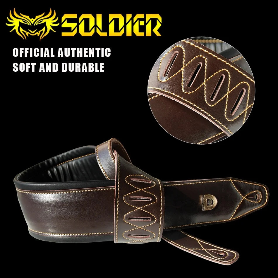 Correia para Baixo e Guitarra Ajustável - Couro de Vaca Macio e Durável YUEKO - Acessórios cordas