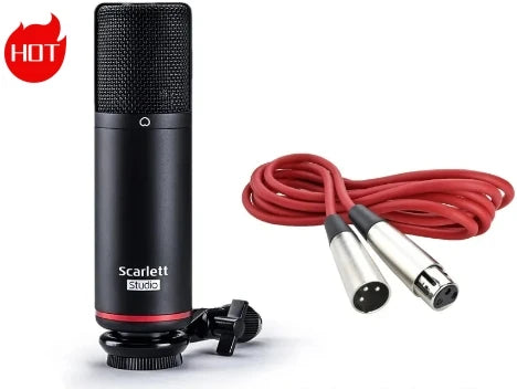 Microfone de Estúdio Focusrite Scarlett CM25 MkIII com Cabo XLR de 3m para Vocais - Áudio e Gravação