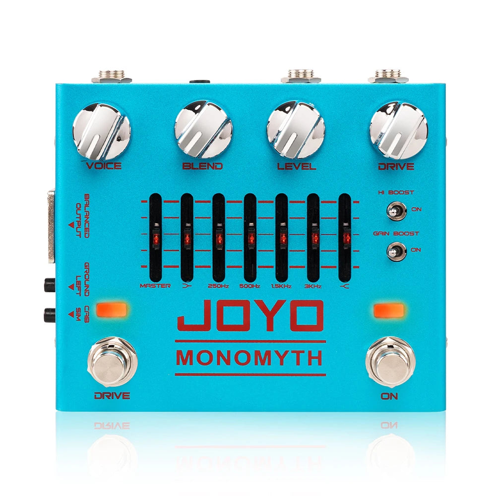 Pedal de Pré-Amplificador para Baixo JOYO R-26 MONOMYTH - Simulação de Amplificador Overdrive, Equalizador Gráfico de 6 Bandas e Redução de Ruído - Pedais Efeitos