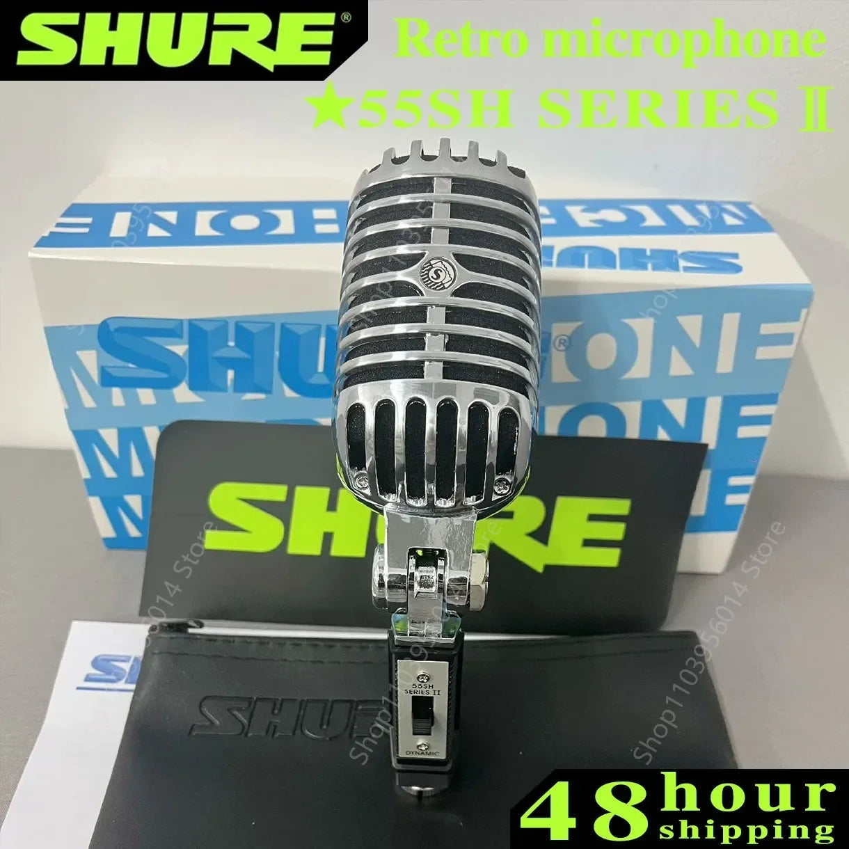 Microfone Dinâmico Retro Shure 55SH SERIES II - Palco, Performance ao Vivo, Apresentador, KTV e Gravação com Suporte de Microfone - Microfones