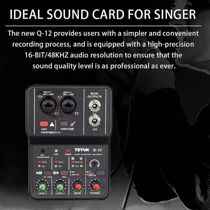 Mixer analógico 2 canais Q-12 - alimentação 48V e estéreo - Mixers