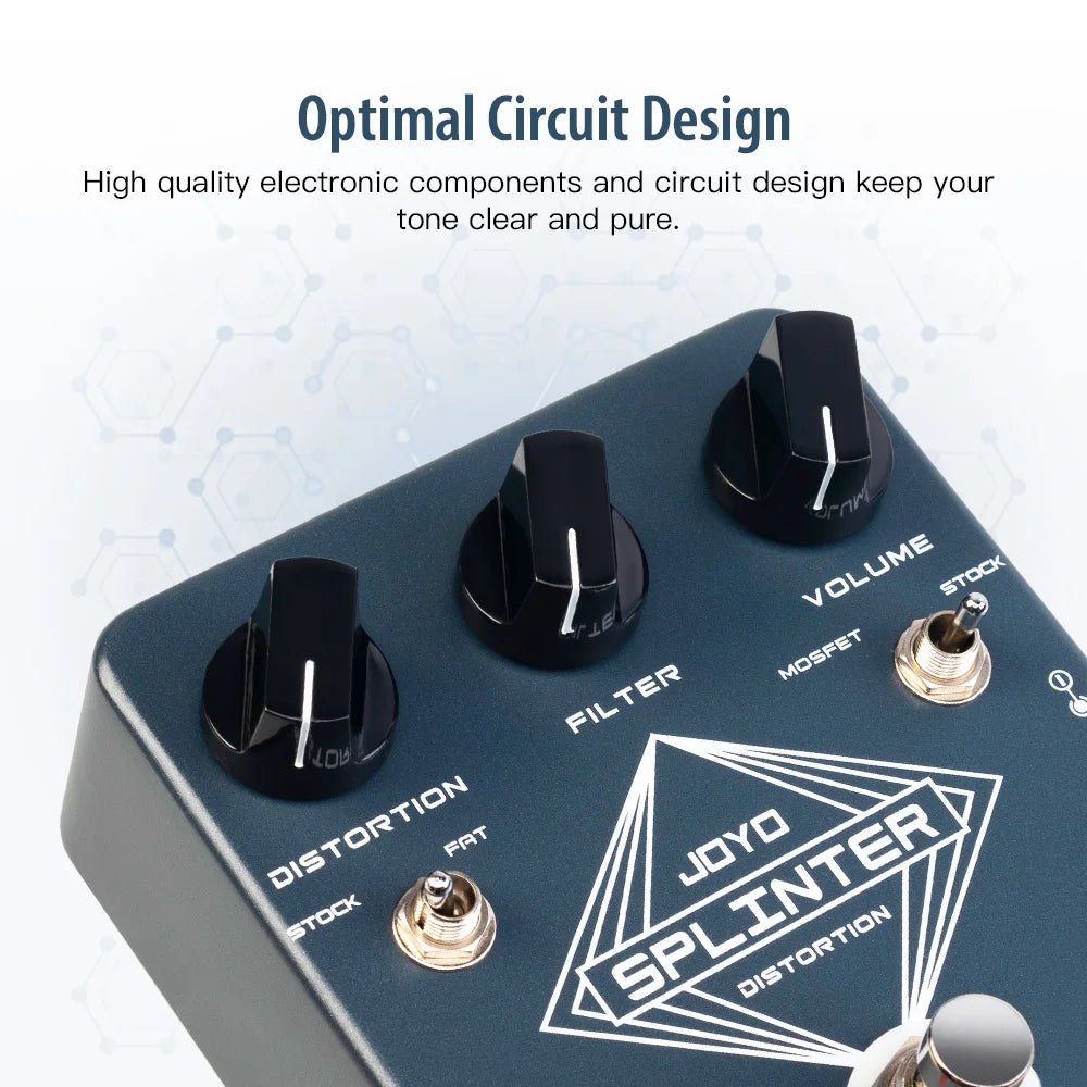 Pedal de Guitarra Splinter Fuzz & Distortion JOYO JF-21 - Circuitos MOSFET Selecionáveis e Diodos de Clipping FAT - Pedais Efeitos