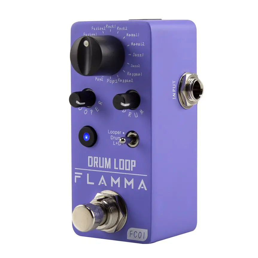 Pedal de Efeitos para guitarra FLAMMA FC01 Drum Looper - Looper de Bateria com 20 Minutos de Gravação, 16 Ritmos de Bateria e Tap Tempo - Pedais