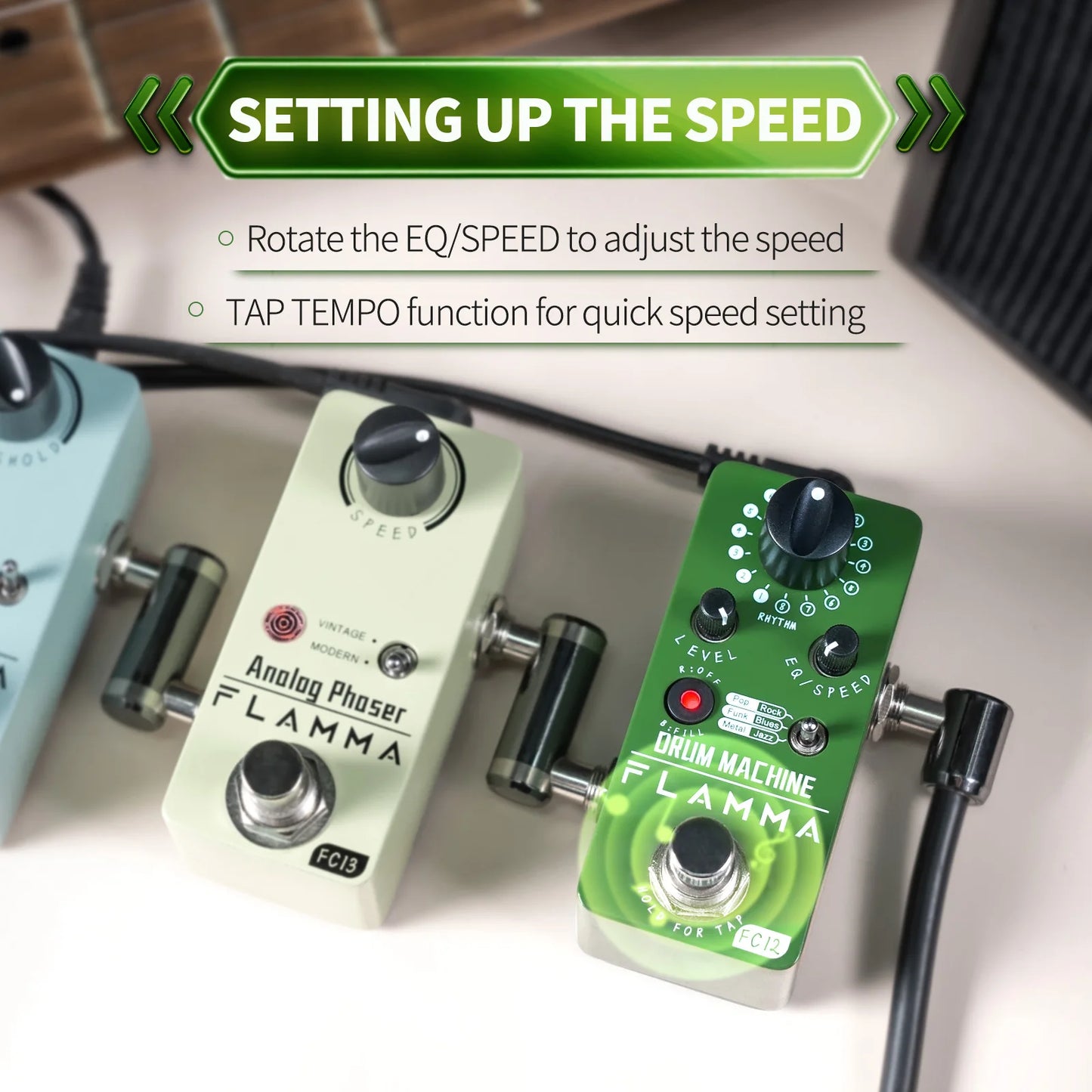 Pedal de Efeitos FLAMMA FC12 - Drum machine para Guitarra com 48 Grooves, Função Fill, Tap Tempo e EQ Duplo - Pedais