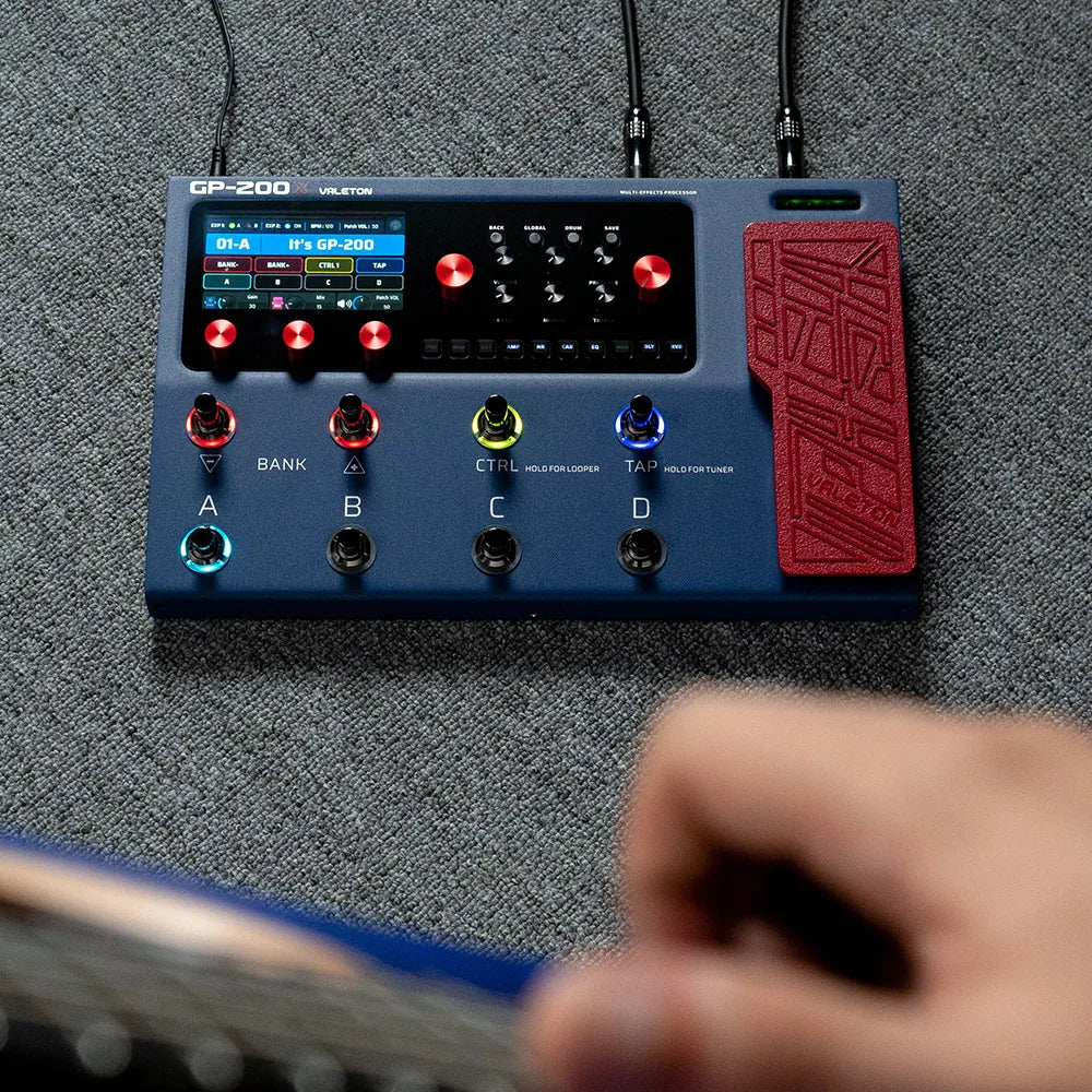 Modelador de Amplificador para Guitarra e Baixo Valeton GP-200X 10 Anos de Aniversário - Simulação IR, Multi-Efeitos, FX Loop, MIDI e Pedal de Expressão - Multiefeitos