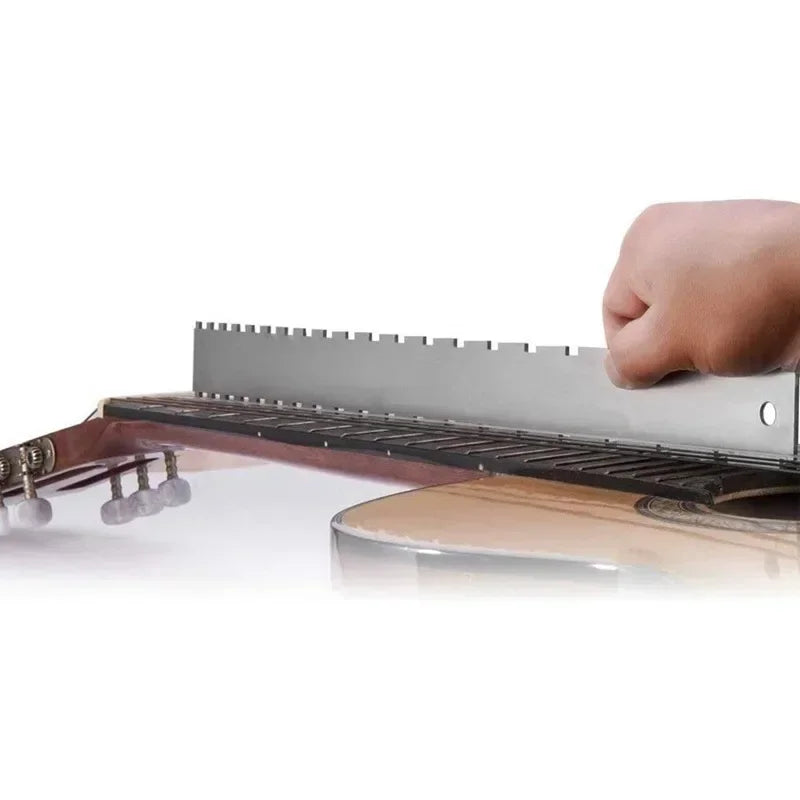 Régua de Nivelamento de Trastes para Guitarra - Régua Reta com Entalhes para Braço de Guitarra em Aço Inoxidável - Ferramentas de Luthier