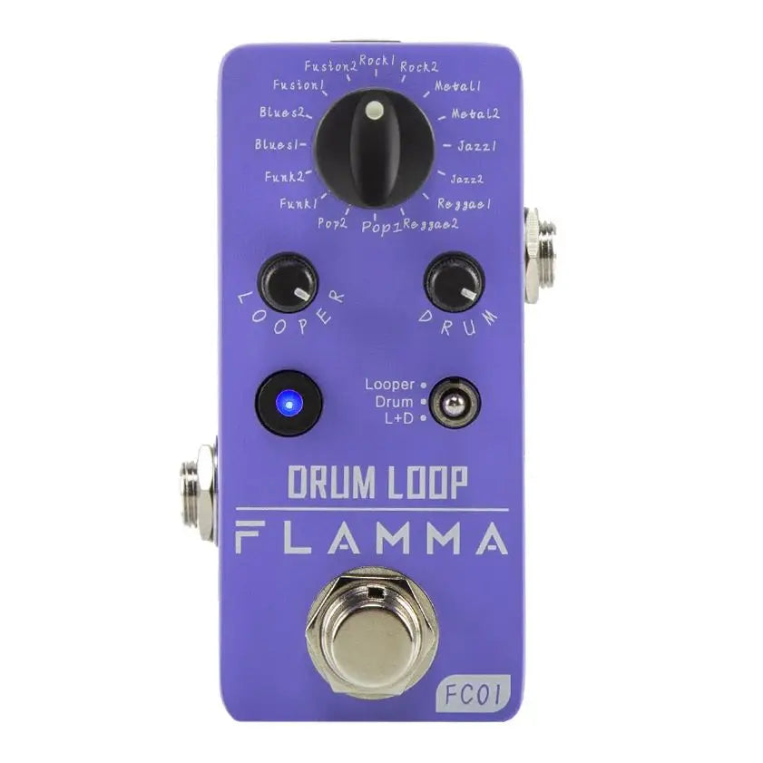 Pedal de Efeitos para guitarra FLAMMA FC01 Drum Looper - Looper de Bateria com 20 Minutos de Gravação, 16 Ritmos de Bateria e Tap Tempo - Pedais