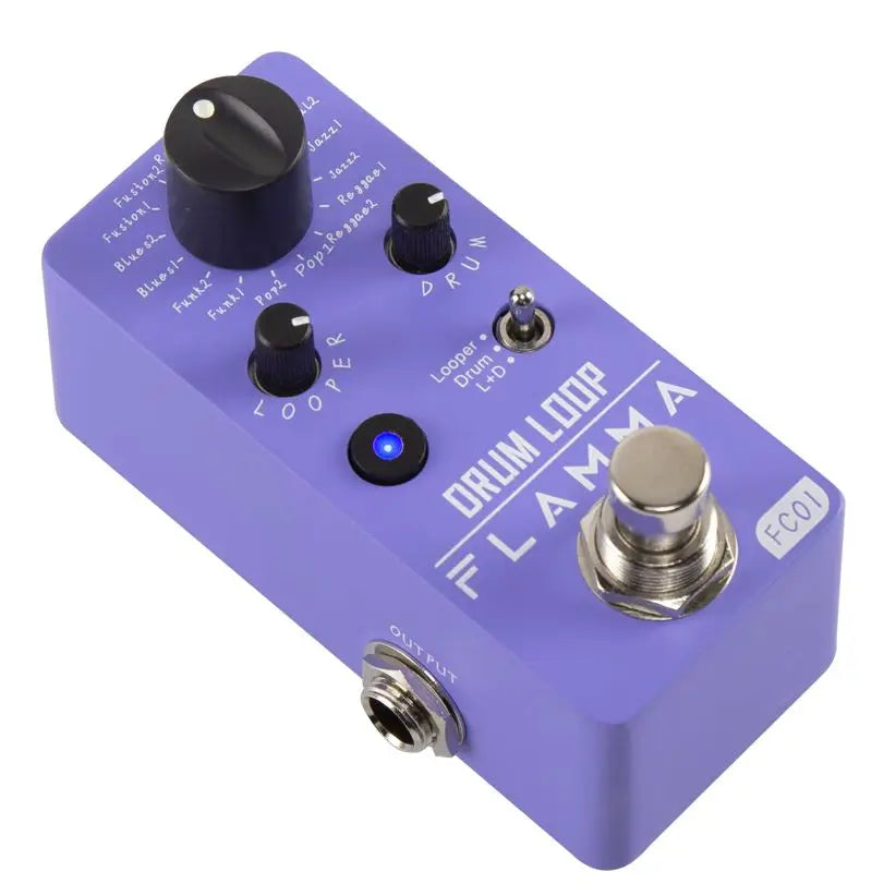 Pedal de Efeitos para guitarra FLAMMA FC01 Drum Looper - Looper de Bateria com 20 Minutos de Gravação, 16 Ritmos de Bateria e Tap Tempo - Pedais