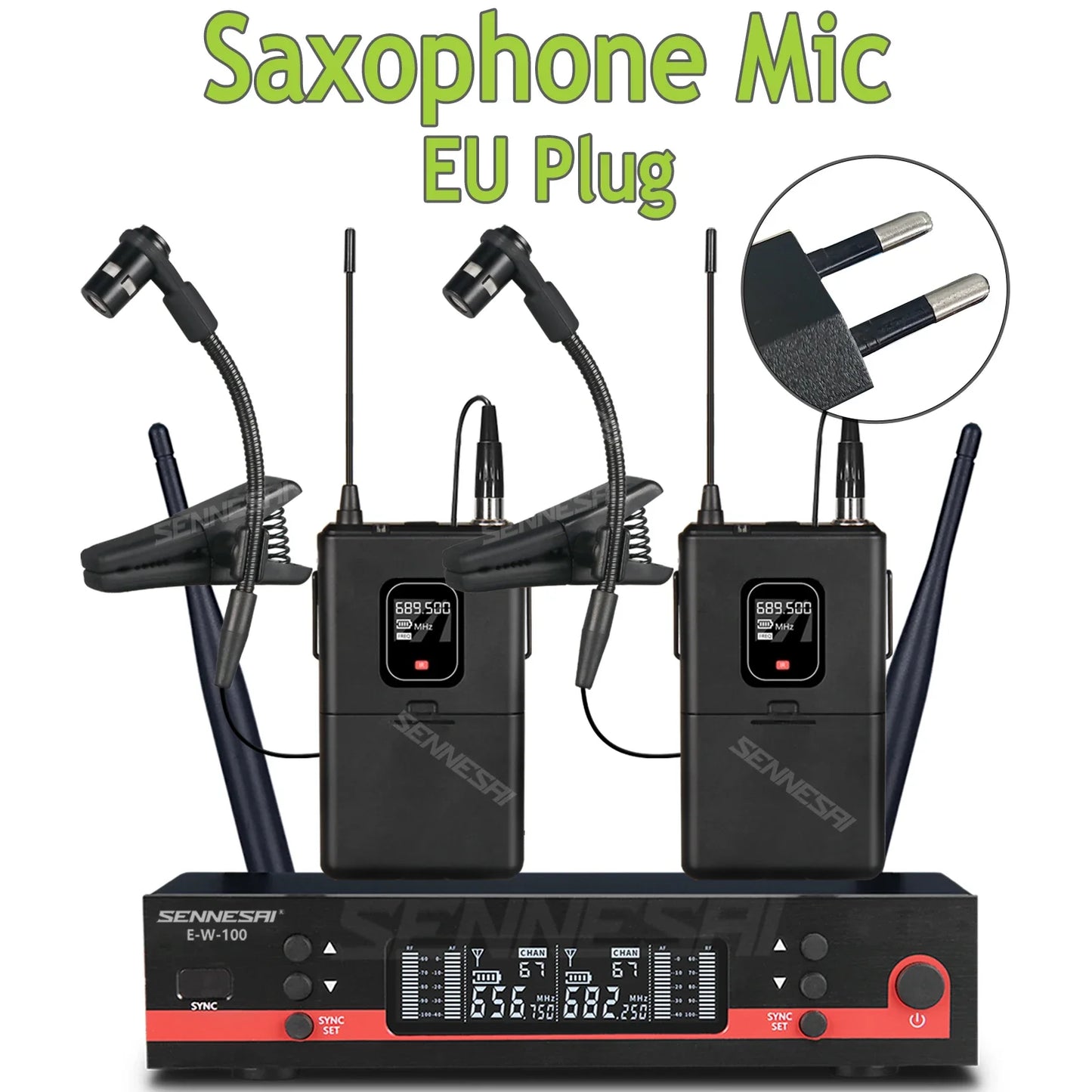 Microfone Sem Fio Profissional EW100-G3 para Instrumentos sopro - Saxofone, 600-699MHz UHF, Canal Duplo - Acessórios sopro