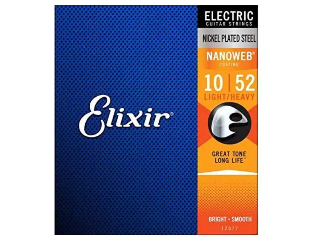 Cordas para Guitarra Elétrica Elixir com Revestimento NANOWEB - Super Leve (12002), Leve (12052), Leve/Pesado (12077) - Acessórios cordas