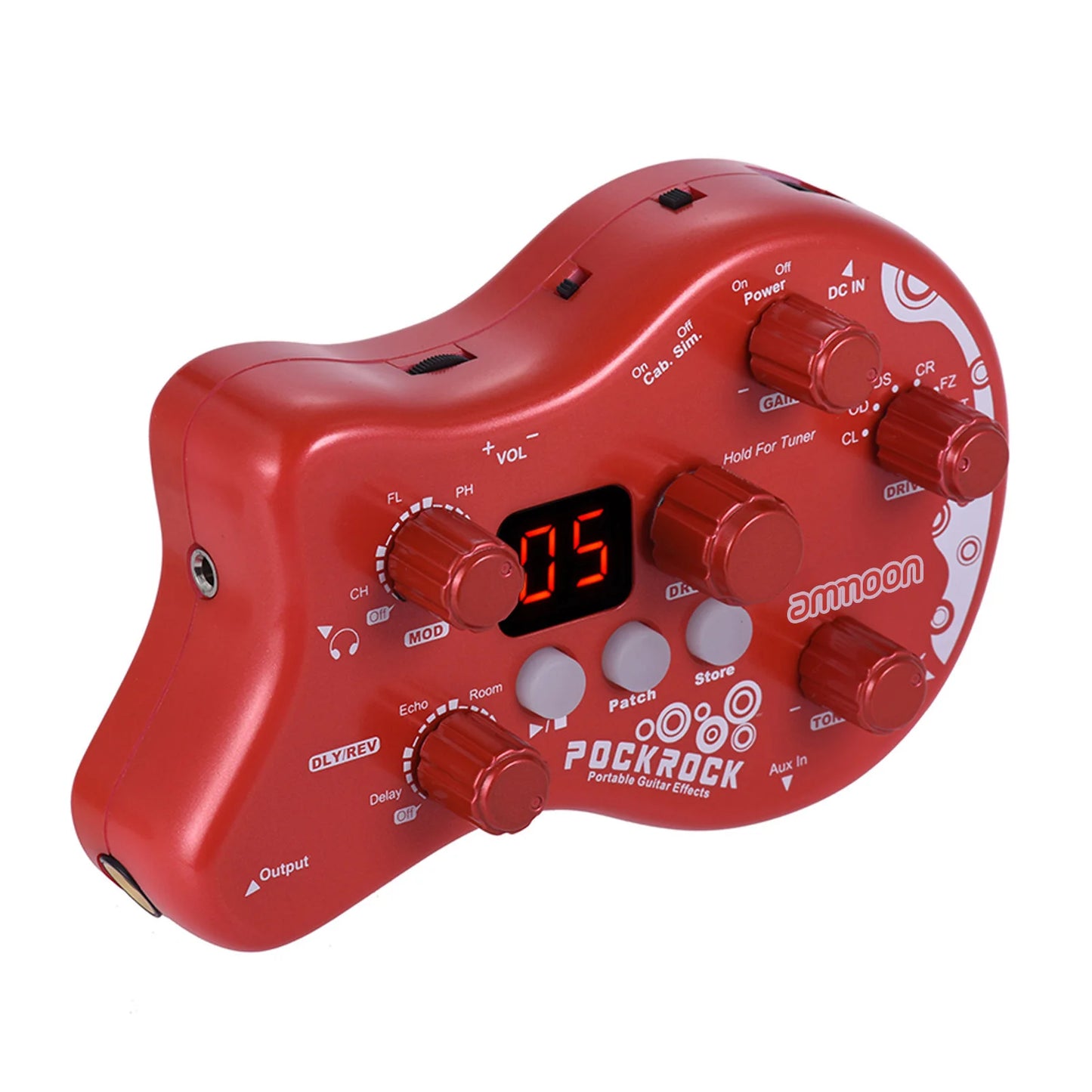 Multiefeitos Portátil ammoon PockRock para Guitarra - 15 Tipos de Efeitos, 40 Ritmos de Bateria e Função de Afinação - Multiefeitos Periféricos