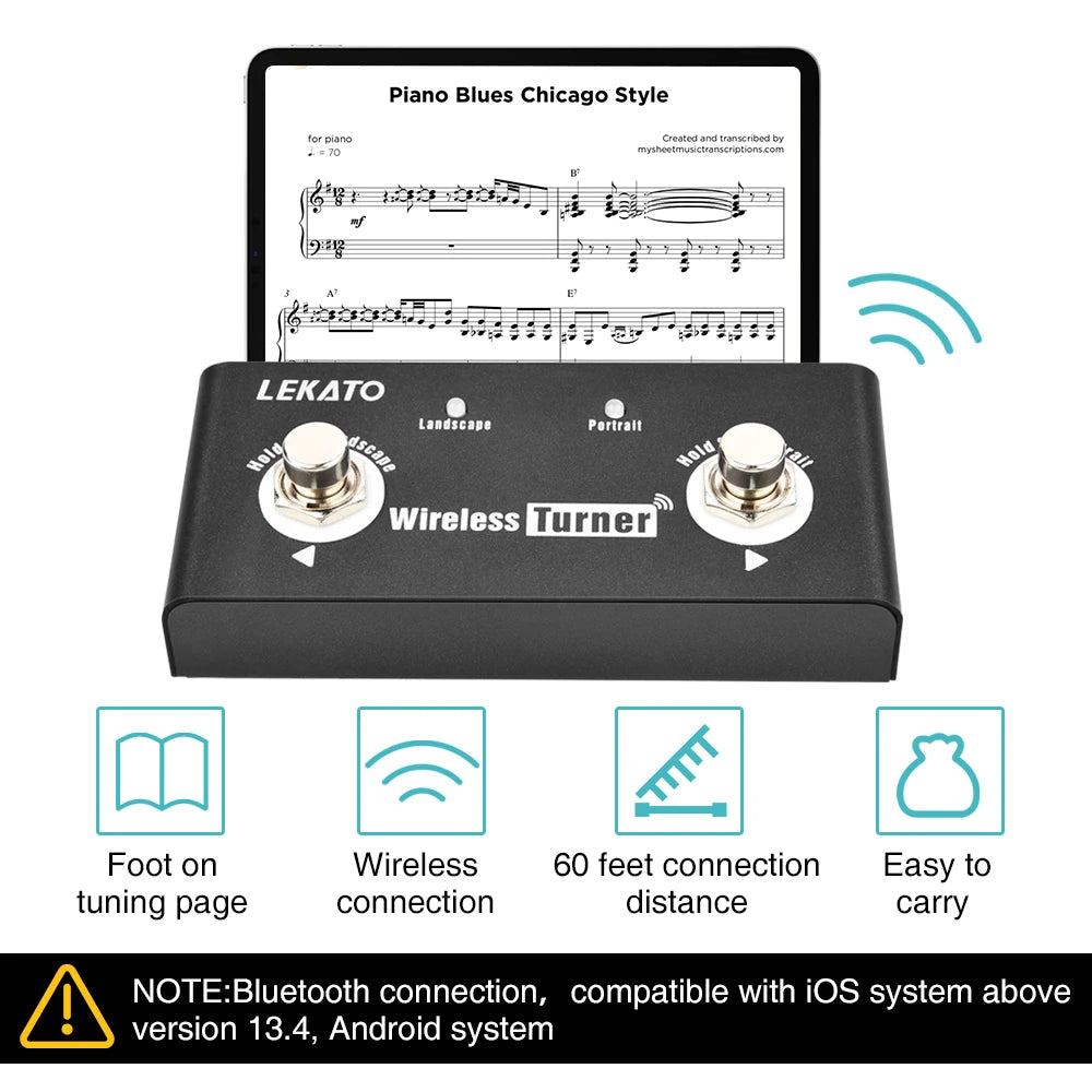 Pedal Externo para Troca de Página para Guitarra, Looper, Smartphones e Tablets LEKATO - Pedais