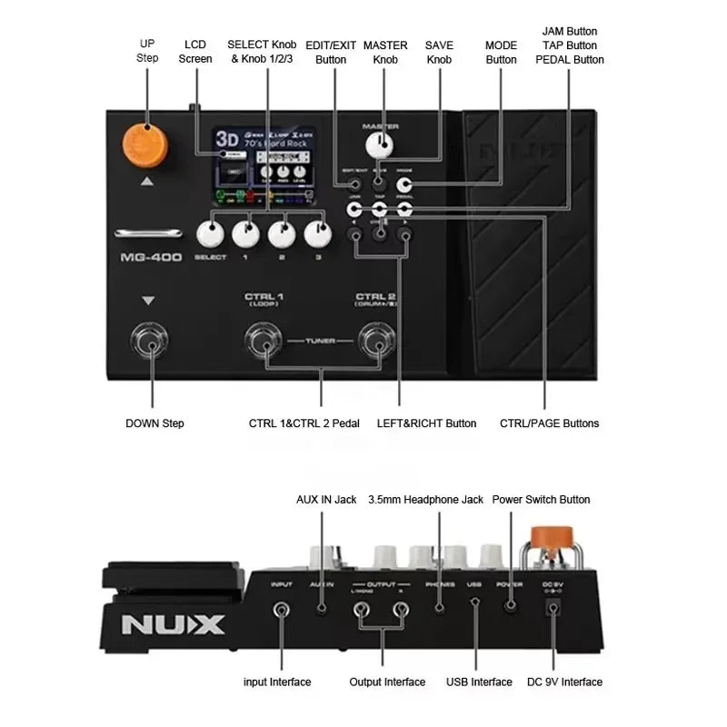 Pedal Multiefeitos para Guitarra Nux MG400 - Multiefeitos