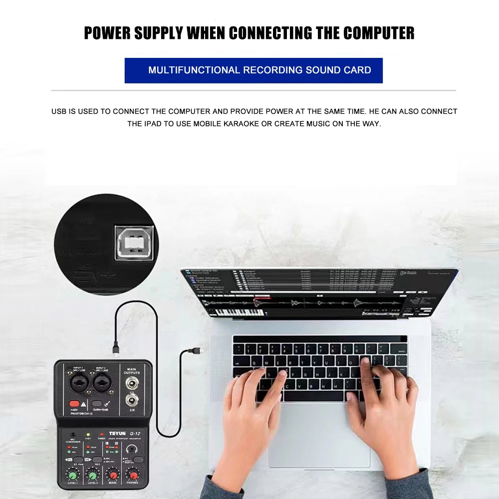 Mixer analógico 2 canais Q-12 - alimentação 48V e estéreo - Mixers