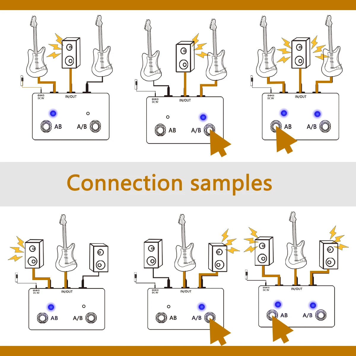 Pedal ABY Channel Switch - Selector de Canal True Bypass para Guitarra - Pedais