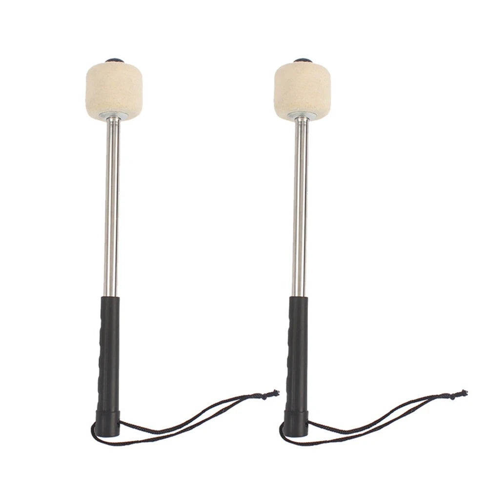 Par de Baquetas de Feltro de Lã para Bateria com Cabo de Aço Inoxidável - Acessórios Percussão