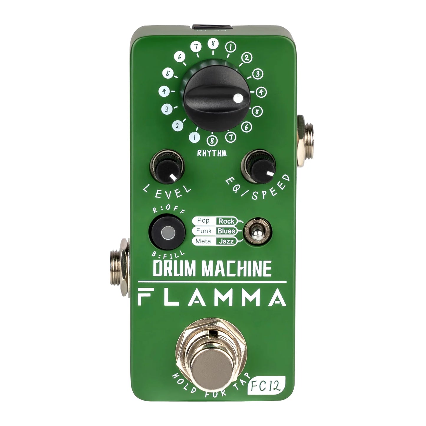 Pedal de Efeitos FLAMMA FC12 - Drum machine para Guitarra com 48 Grooves, Função Fill, Tap Tempo e EQ Duplo - Pedais
