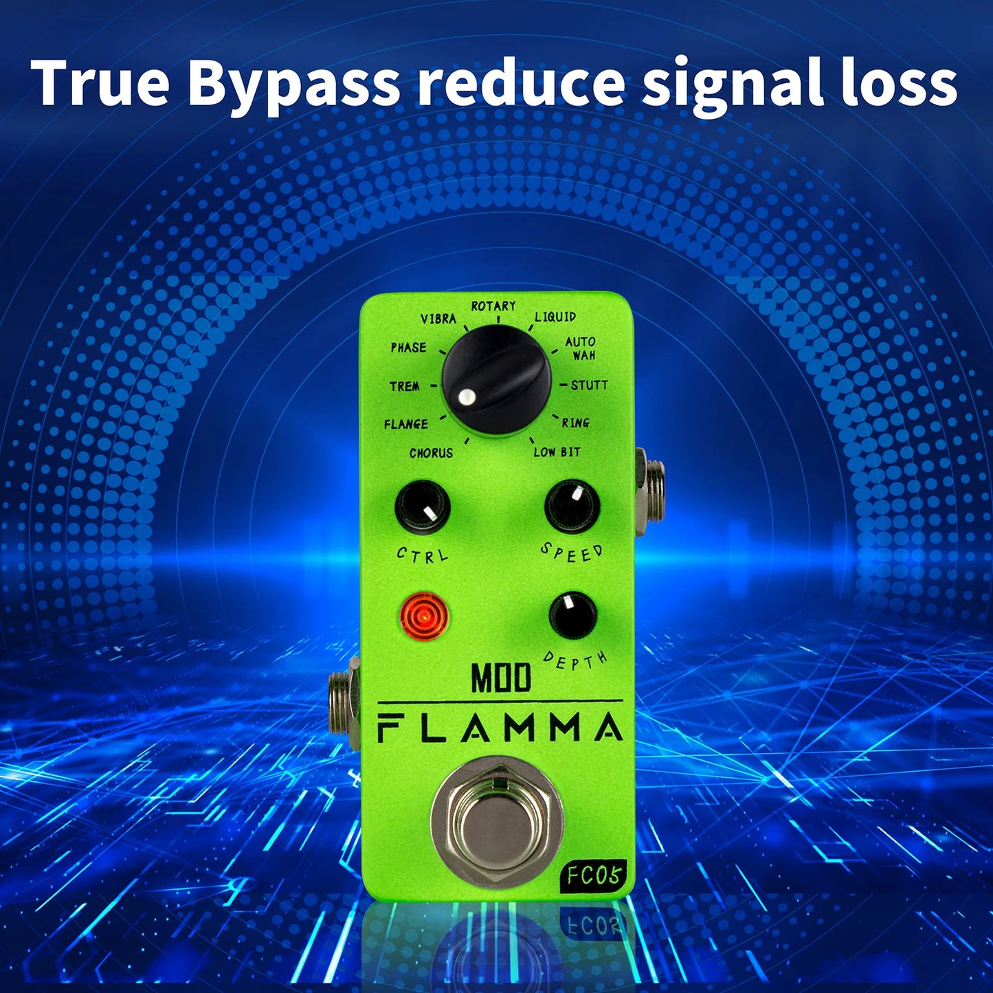 Pedal de Efeitos Multi Modulação FLAMMA FC05 - 11 Modos: Chorus, Flanger, Phaser, Tremolo e Auto Wah para Guitarra - Pedais Efeitos