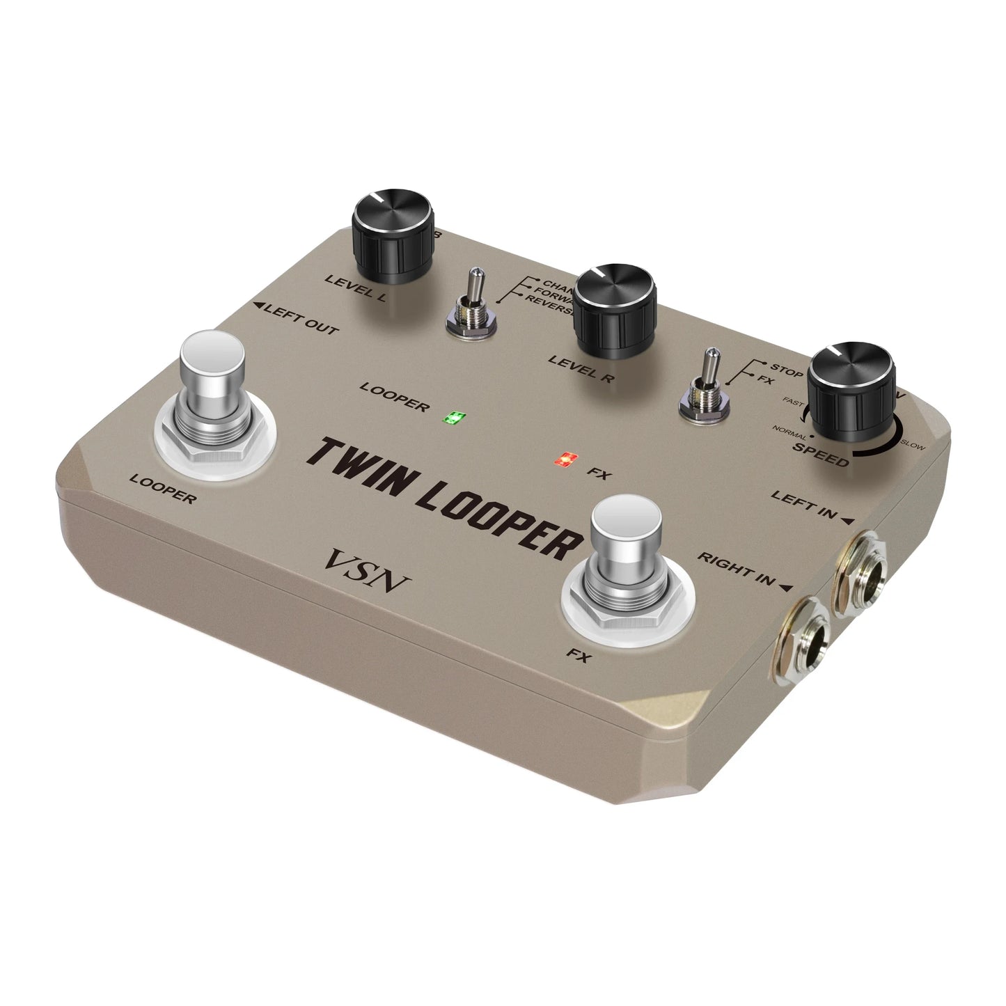 Pedal para Guitarra Rowin VSN Twin Looper - Box de Efeitos com 11 Modos de Reprodução, Entrada/Saída Estéreo e 10 Minutos de Gravação – Pedal