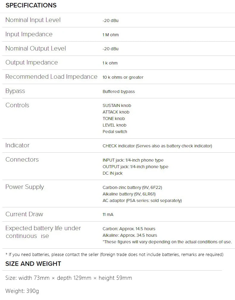 Pedal Compressor Sustainer Boss CS-3 - Design de baixo ruído para operação super silenciosa - Pedais