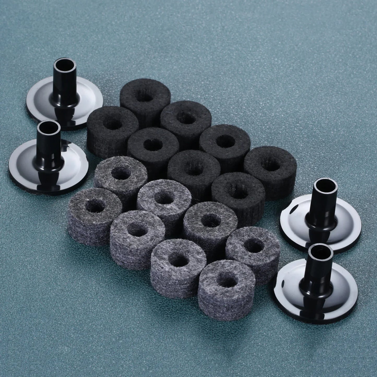 Conjunto com 10 Arruelas de Feltro de 25mm para Suporte de Prato com Tubos para Prato de Bateria - Acessórios Percussão
