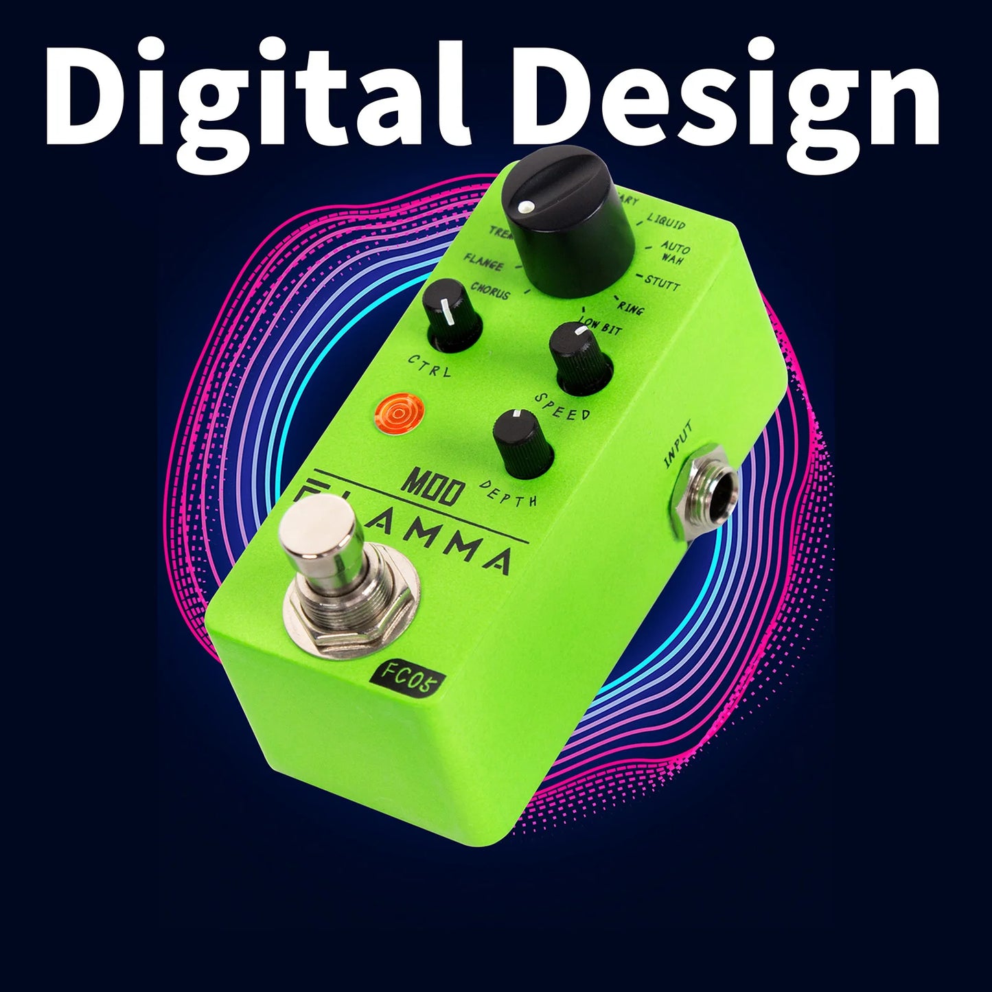 Pedal de Efeitos Multi Modulação FLAMMA FC05 - 11 Modos: Chorus, Flanger, Phaser, Tremolo e Auto Wah para Guitarra - Pedais Efeitos