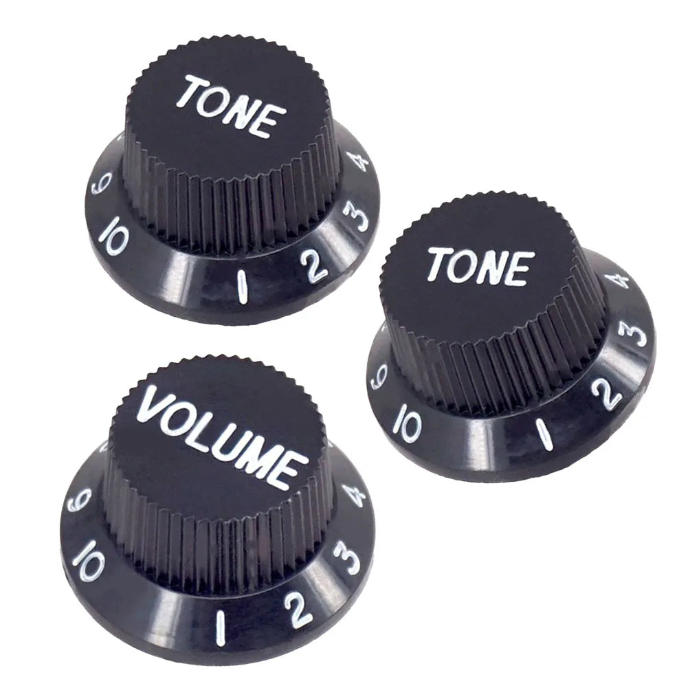 Kit com 3 acabamentos de knobs para Guitarra Strat - 1 de Volume e 2 de Tone para Guitarras ST SQ ou de Tipo Similar - Acessórios cordas