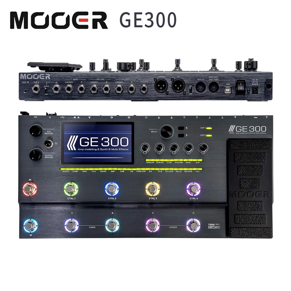 Pedal de Modelagem de Amp e Multi-Efeitos para Guitarra MOOER GE300 Lite - Processador de Efeitos para Gravação - Multiefeitos
