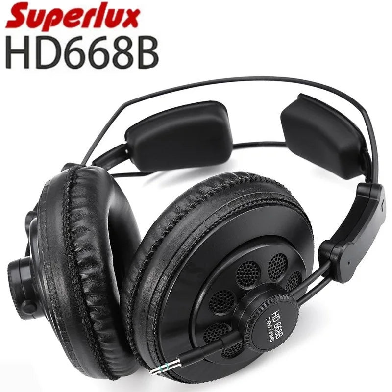 Fones de Ouvido Profissionais Superlux HD668B Semi-Abertos - Monitoramento de Estúdio Dinâmico com Graves Profundos e Cabo Removível