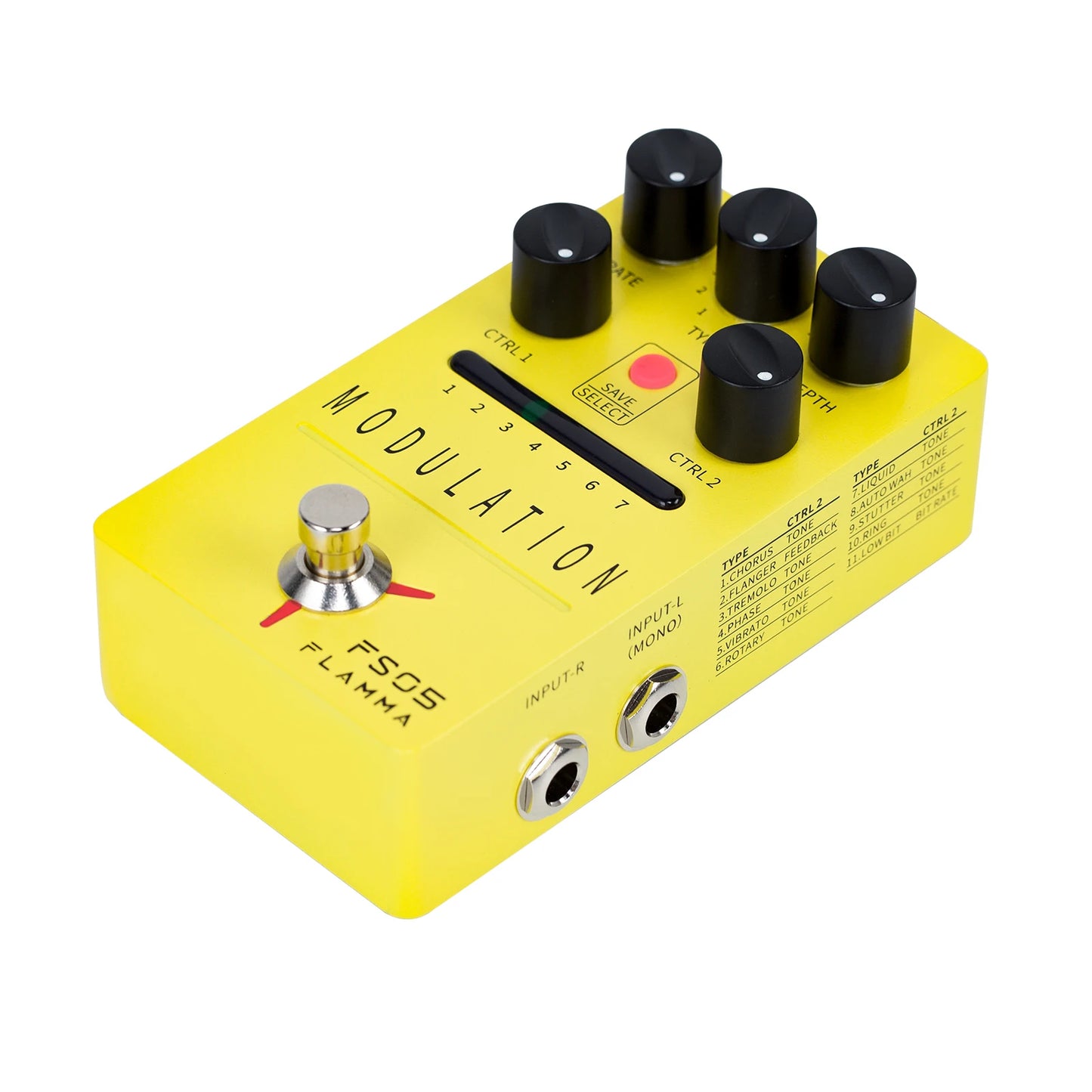Pedal para Guitarra de Modulação FLAMMA FS05 - Digital Estéreo com 11 Efeitos de Modulação e 7 Slots de Predefinições, True Bypass - Pedais Efeitos