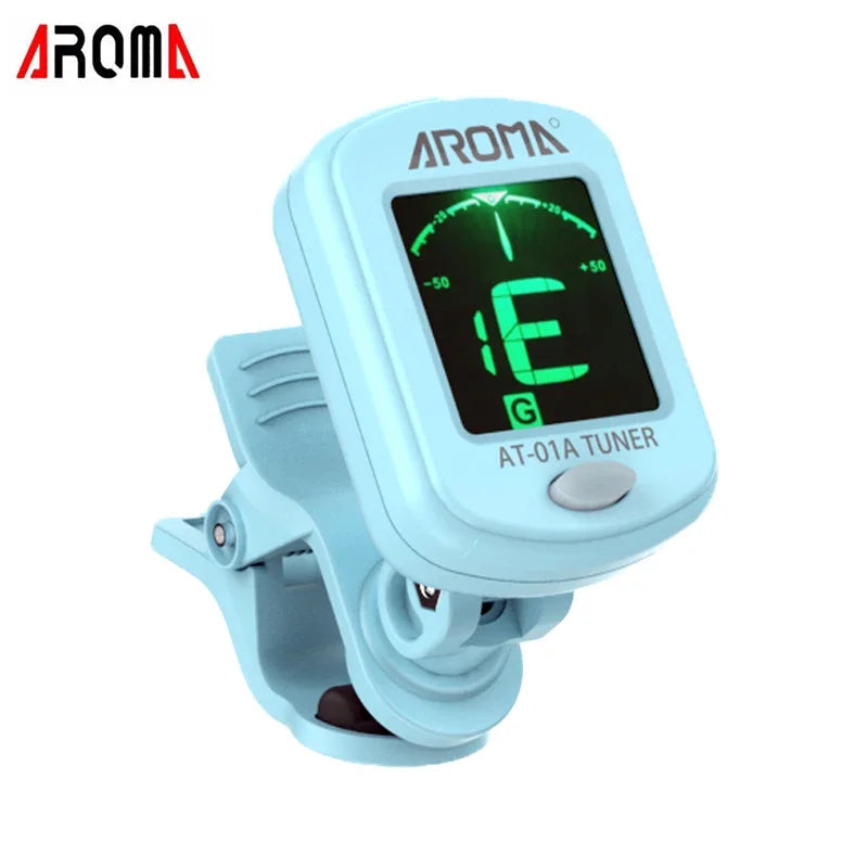 Afinador Eletrônico Clip-On Cromático com Rotação de 360 Graus e 5 Modos de Afinação - Afinador Acouway para Guitarra, Ukulele, Violino e Baixo - Acessórios cordas